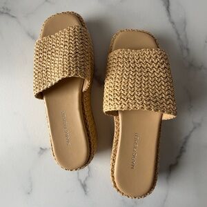 Marc Fisher Tan Woven Slide Sandals